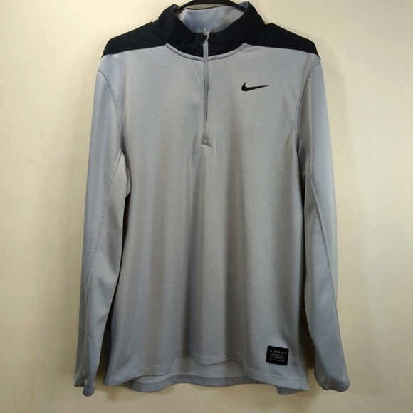 Nike Golf men's long sleeve 1/4 zip pullover, gray and black, size L - Picture 1 of 11